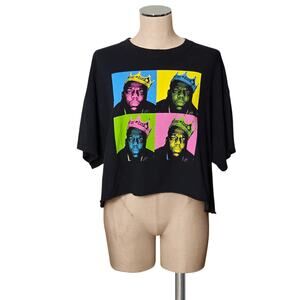 Notorious B.I.G Black Cut off Hem BIGGIE T-Shirt  Shirt Top XL